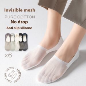 Men's Boat Socks Thin Ice Silk Seamless Mesh Breathable Silicone Non-slip